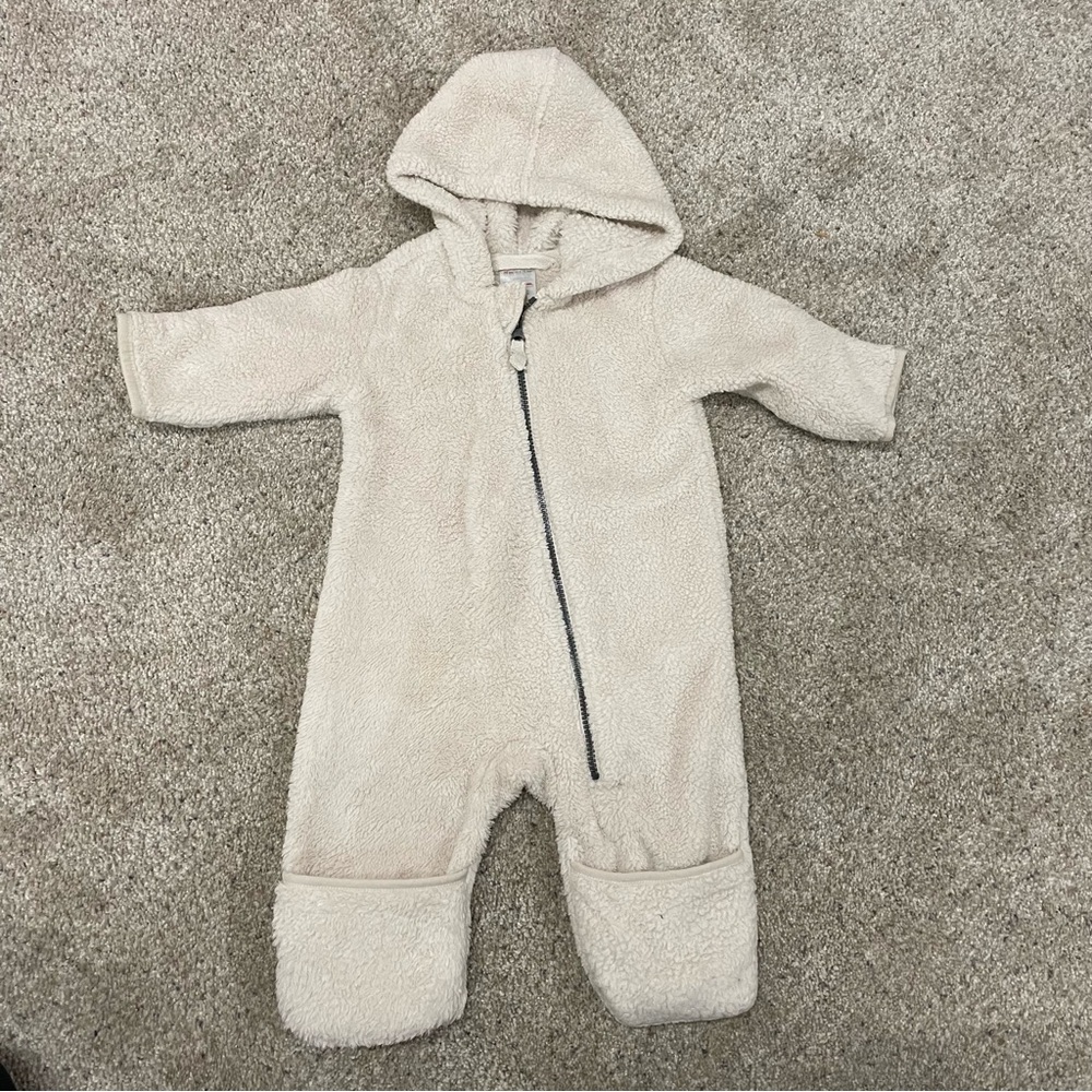 Hanna Andersson Baby Snowsuit Bunting cream teddy Sherpa size 6-12 mo